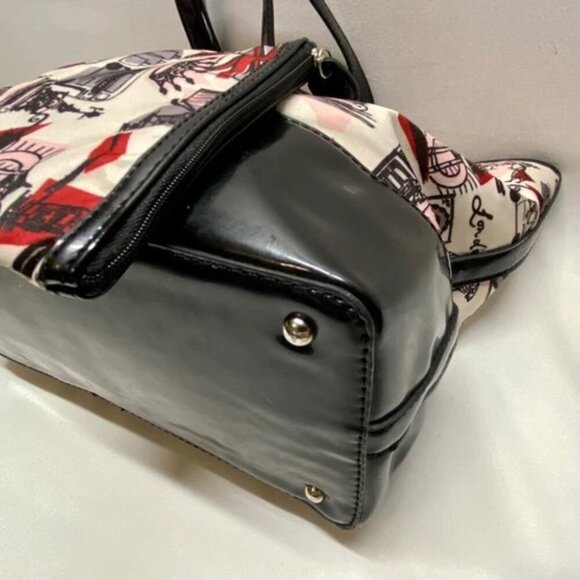 LULU by Lulu Guinness London Hand Bag Purse White Red Black Print Tote & Pouch - Picture 9 of 14